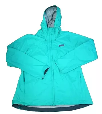 Patagonia Torrentshell Jacket Women's Large Green Rain Coat Hooded H2no  • $54.95