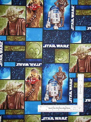 Star Wars Fabric R2D2 C3PO Yoda Chewbaca Space Patch Cotton #730101 RETIRED Yard • $94