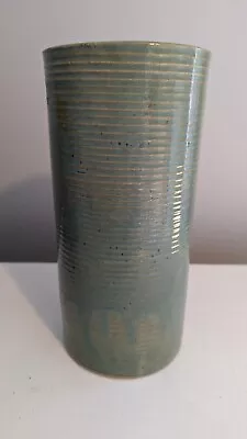 Vintage Zanesville Pottery Stone Age Modern Vase 10” Stoneware Vase 4010- Green • $39.50
