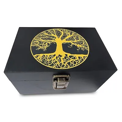Tree Of Life Keepsake Box Black Wooden Storage Box - Decorative Wood Box For • $14.95