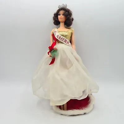 Vintage Barbie Walk Lively Miss America Steffie Doll Crown Dress Cape • $95