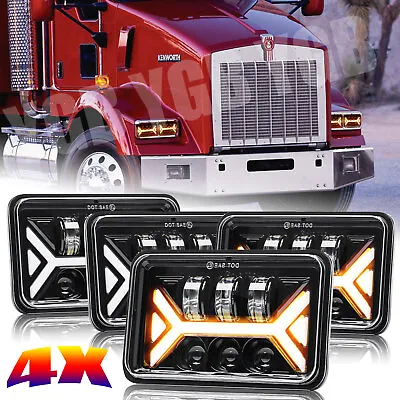 4X LED Headlights 4x6'' Hi/Lo Beam DRL For Kenworth T800 T400 T600 W900B W900L • $89.99