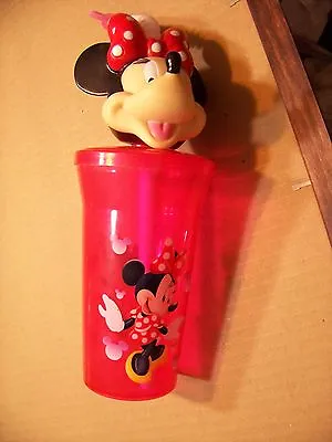 Disney Minnie Mouse Figural Bendy Straw Plastic Travel Mug Cup • $15