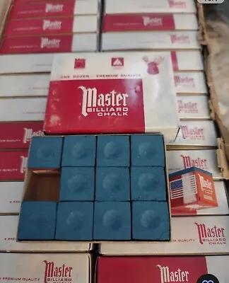 1 Box ( 12 Pieces ) Sky Blue Master Chalk Pack  - Pool & Billiard Cue Chalk  • $8.95