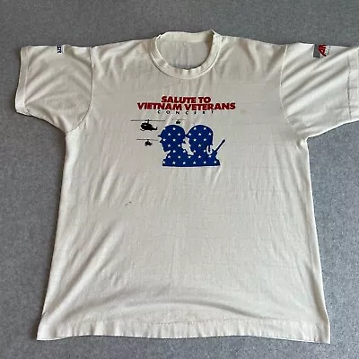 Vintage Vietnam Veterans Shirt Adult Medium White Single Stitch Mens80s Salute • $19