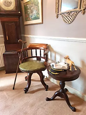 An Original And Characterful Antique Victorian Mahogany Captains Desk Chair • £425