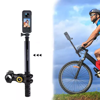 Motorcycle Bike Invisible Selfie Stick Handlebar Mount For Gopro DJI Insta360 • $16.99