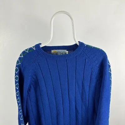 Men’s Vintage Robe Di Kappa Christmas Snowflake 00’s Blue Large Jumper • £25