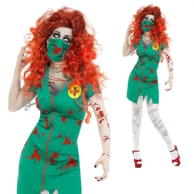 Zombie Nurse Costume - Fancy Dress Outfit Scrubs Uniform Halloween Womens • £19.99