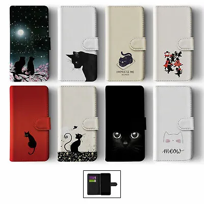 £8.99 • Buy Case For Iphone 14 13 12 11 Se Pro Max Wallet Flip Phone Cover Black Cute Kitty