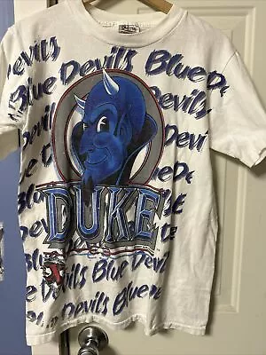 Vintage Duke University Blue Devils NCAA AOP Shirt Basketball College Size M • $175