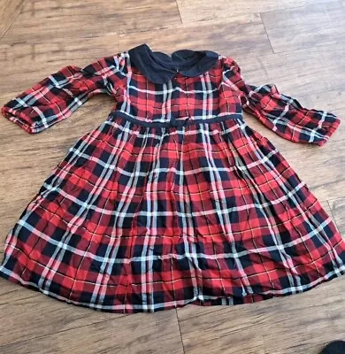 Baby Girls Red & Blue Checked Dress Age 9 - 12 Months Fully Lined George Asda • £3.50