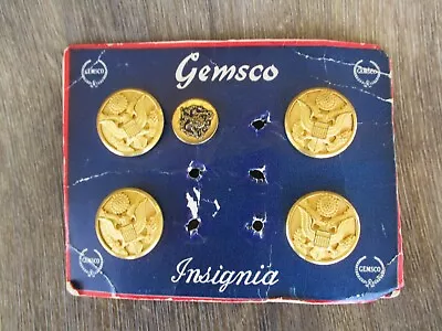 Vintage Gemsco Insignia Buttons MILITARY EAGLE BRASS RARE  • $7.99