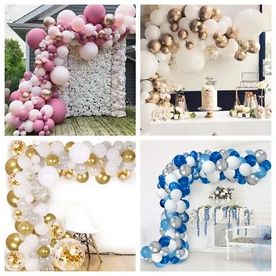 Balloon Garland Arch Kit-144 Pcs White And Gold Balloons-Wedding Birthday Party • $8.49