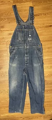 Vintage 50’s Lee Union Made Sanforized Jelt Denim Overalls 36 X 30 Donut Hole • $495