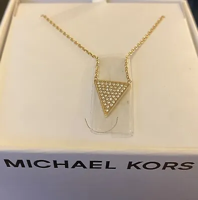 Michael Kors Gold-Tone Pave Triangle Necklace $115 • $69.99