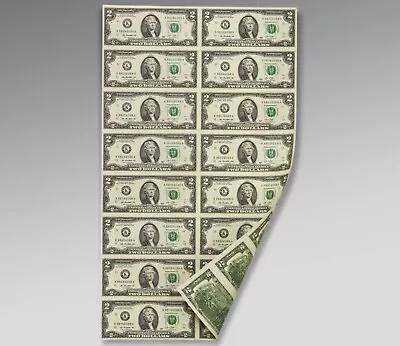 2013 $2 Dollar Bill Uncut Sheet Of 16  In Mint Sealed Tube—Free Shipping— • $129.99