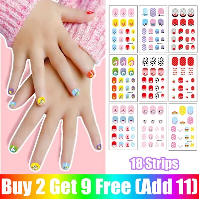 Kids Girls Full Cover False Nail 18Pcs/set Children Manicure Nails Art Decor • £2.75