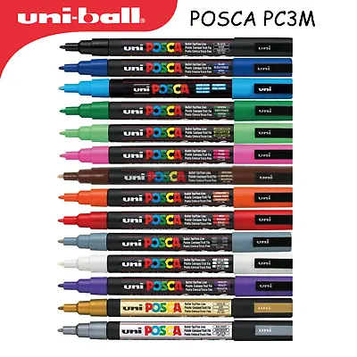 Uniball  Posca Paint Marker Pc-3m Pen Fabric Metal Glass  Stone 1.5 Mm Fine Nib • £29.99