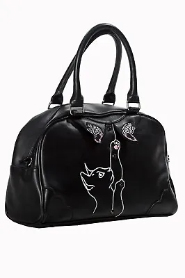 BANNED Apparel Women's Black Bird Kitty Cat Butterfly Retro Vintage Meow Bag • £34.99