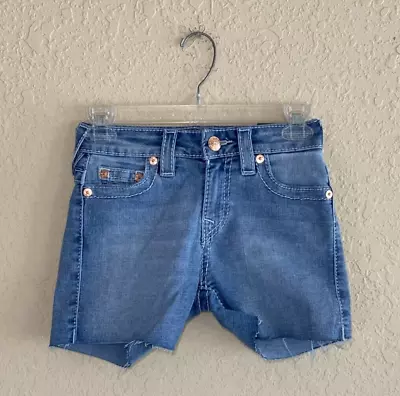 True Religion Womens Jayde Mid Rise Big T-Shorts Water Dock Size 24 • $44.99