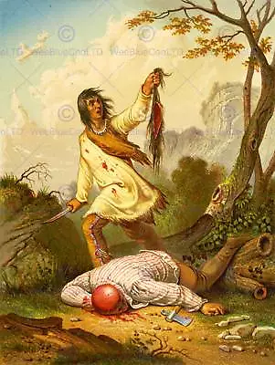 £10.99 • Buy Painting Draw Native American Indian Scalp Violence Trophy Blood Print Cc1128