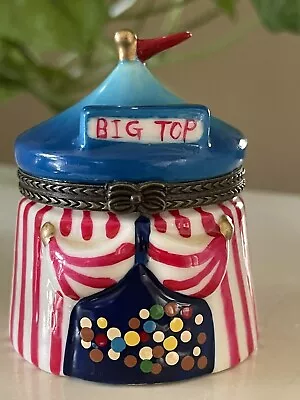 Vintage Miniature Keepsake Porcelain Trinket Box BIG TOP Circus Tent W/clown 3  • $14.24