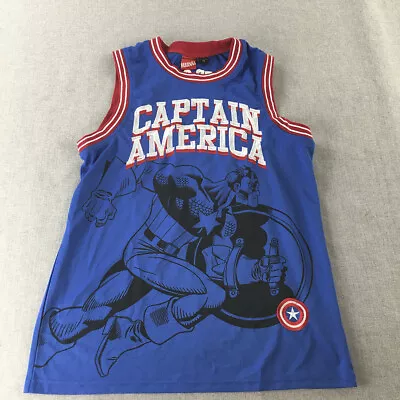 Captain America Mens Tank Top Size S Blue Marvel Superhero Sleeveless Jersey • $13.98