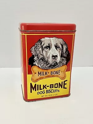 Milk Bone Dog Biscuit Treat Tin Red Collector Canister 16 Oz Vintage 1993 • $15