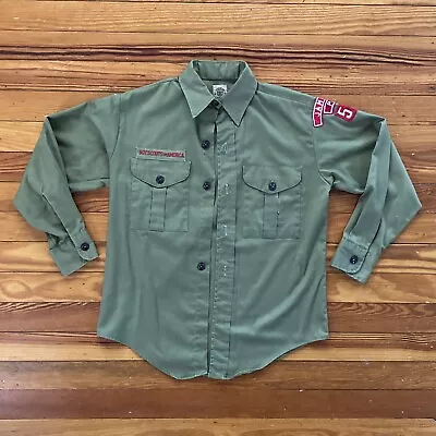 Vintage BOY SCOUTS Of AMERICA Official Green Long Sleeve Uniform Shirt S/XS • $16