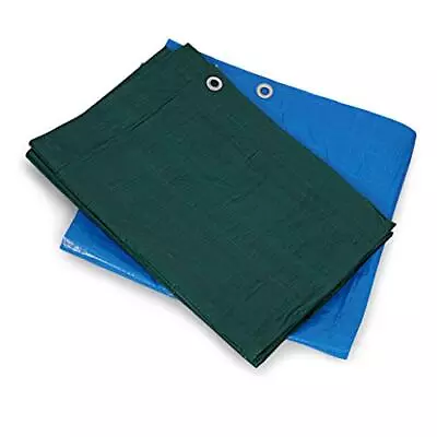 Heavy Duty Plastic Cover Waterproof Tarpaulin Tarp Ground Sheet Blue Or Green • £7.49