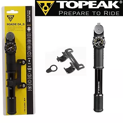 Topeak Roadie TRDA-1G Dual-Action PRESTA Alloy Bike Frame Pump 120psi W-Gauge • $27.30