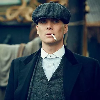 £9.95 • Buy Peaky Blinders Tommy Shelby Herringbone Bakerboy Newsboy Flat Cap Hat 1920 Grey