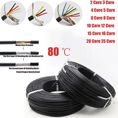 Multiple Conductor Shielded Cable PVC Copper Tinned Shielded Wire 22/24/26 AWG • $4.49
