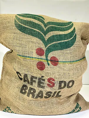 £14.83 • Buy Jute Burlap Coffee Bean Bag Sack 38” X 28” Cafes Do Brasil Double Sided Style #5