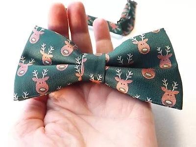 CHRISTMAS Bow Tie Ready Tied Green Rudolph XMAS Party Fancy Dress  FREE P&P • £4.99