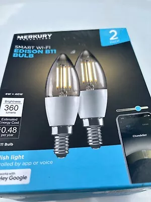 Merkury Innovations Dimmable 75W Equivalent Wi-Fi Smart Bulb Color (2 Pack) • $12.99