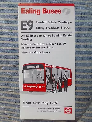 London Bus Timetable Leaflet Route E9 • £2