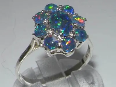 £99 • Buy Luxury SOLID 925 Sterling Silver Fully HALLMARKED Ladies OPAL Cluster Ring