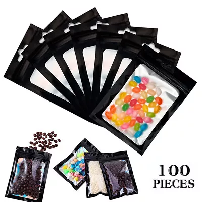 100/200 Pack Smell Proof Black Mylar Bags Resealable Zip Lock Pouch Matte Foil • $7.99