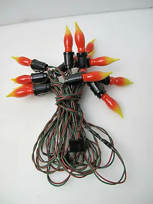 Vintage Christmas String Lights Noma Flame Bulbs Red Green Wire 15 • $28.99