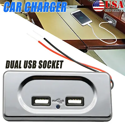 Dual USB Port Fast Charger 12V 3.1A Socket Power Outlet Panel Motorcycle Car RV • $8.97