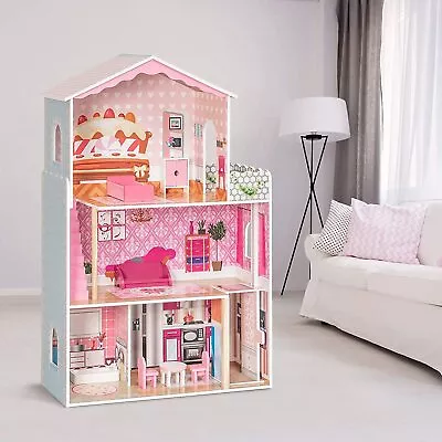 3 Level Girl DIY Wooden Pretend Play Doll House Kids Dollhouse Mansion 42'' • $85.99