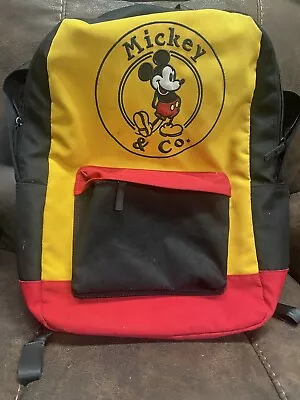 Disney Mickey Mouse 18  Mickey & Co Canvas Backpack Colorblock Red Yellow • $35