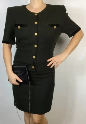 £59.99 • Buy Vtg 70s 80s Luisa Spagnoli Virgin Wool Army Khaki Green Knee Pencil Dress 10 12