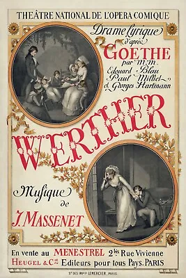 Opera Theater Stage Goethe Werther Music Paris Vintage Poster Repro FREE S/H • $17.90