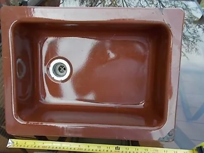 Vintage Travel Trailer Porcelain Small Brown Sink Scotty Yellowstone Canned Ham • $29