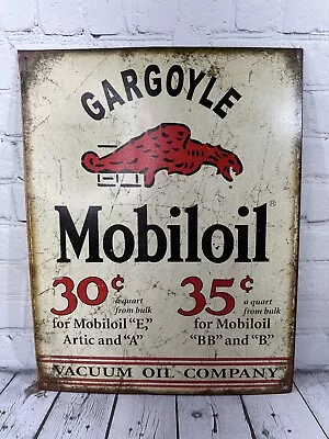 Mobiloil Gargoyle Vacuum Oil Company Reproduction Tin Sign 2013 VGC! • $16.95