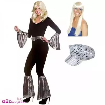 Mamma Mia 5pc Accessory Set + Dancing Queen Wig + Silver Sequin Hat Fancy Dress • £29.99