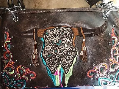 P&G Leather Embroidered Carry And Conceal Purse Southwestern Style NEW No Tags • $22